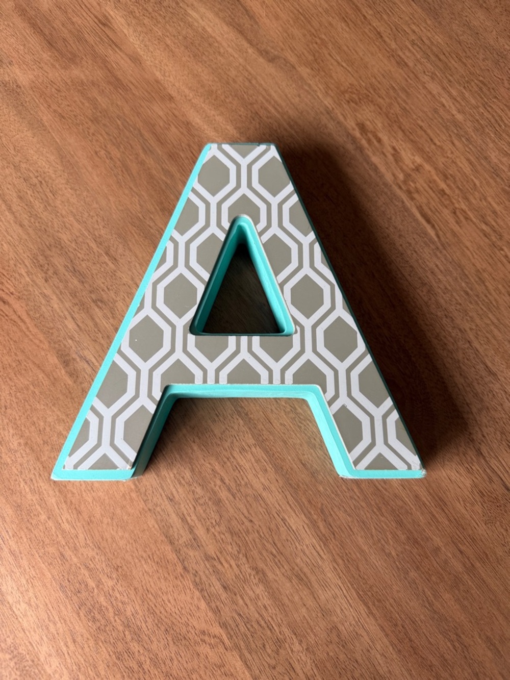 Max Studio Geometric Letter A in Gray and Teal